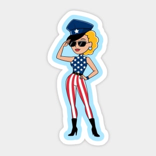 4th Of July Pin Up Girl Sticker